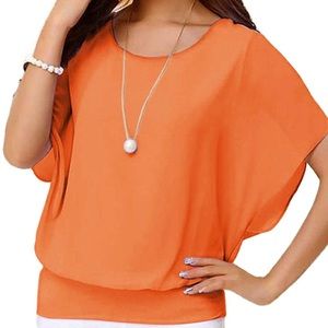 VIISHOW Women's Loose Casual Short Sleeve Chiffon Top T-Shirt Blouse